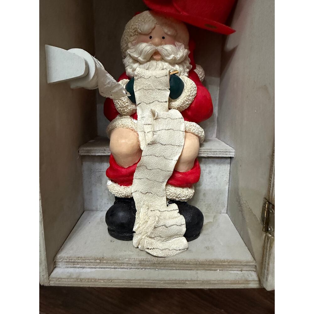 Funny Santa Bathroom Decor Set Christmas Outhouse & Santa Toilet Figurine Rustic